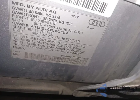 2018 Audi Q5 2.0T Premium/2.0T Tech Premium from USA, damaged, VIN WA1BNAFY0J2024697